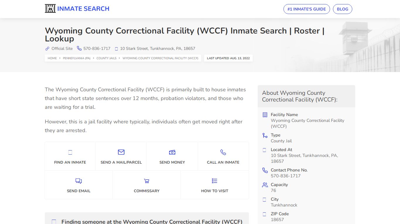 Wyoming County Correctional Facility (WCCF) Inmate Search ...