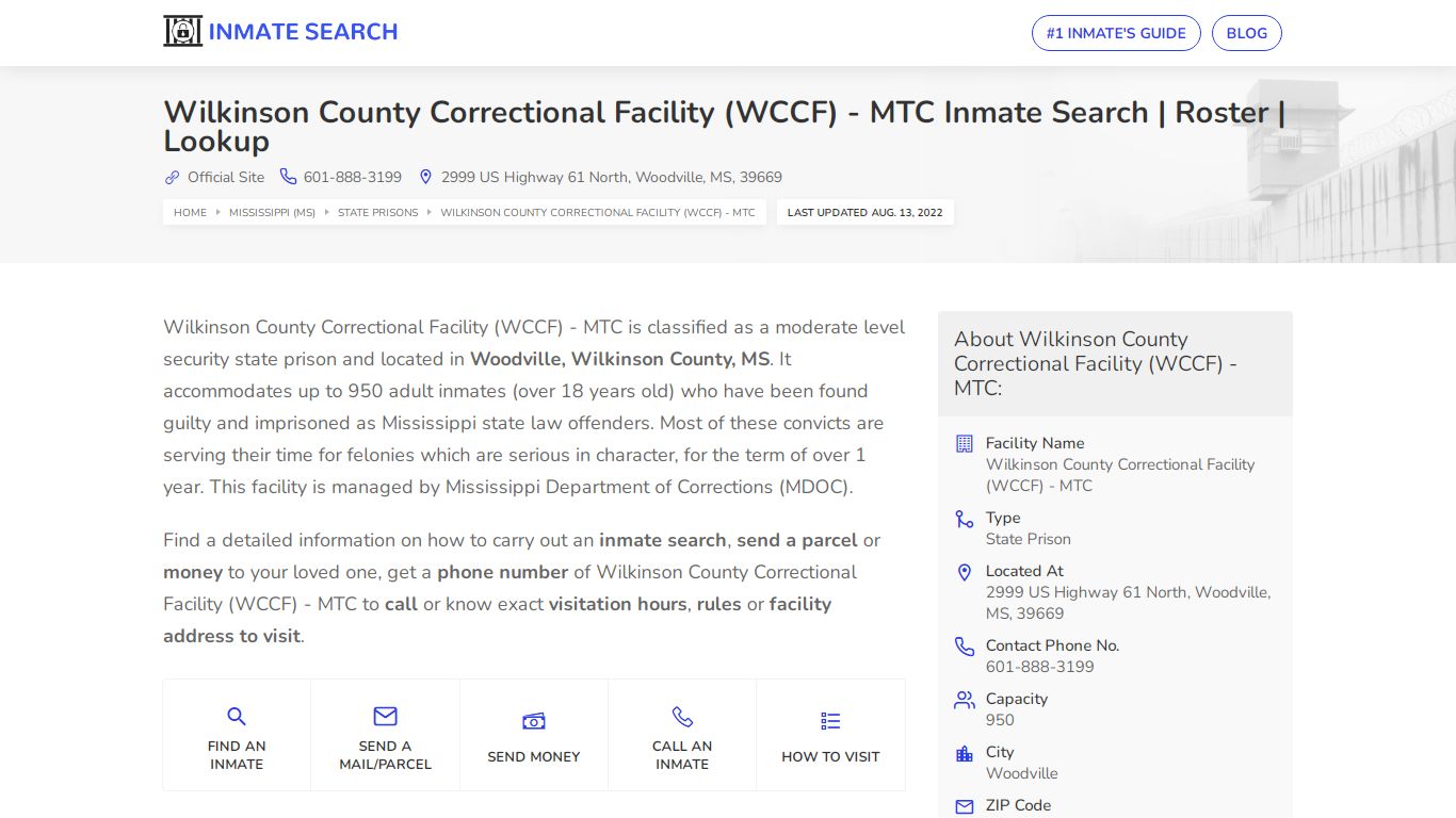 Wilkinson County Correctional Facility (WCCF) - MTC Inmate ...